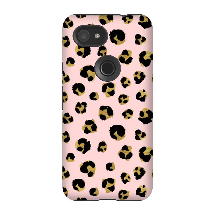 Pixel 3A StrongFit Pink and gold leopard by Julia Badeeva