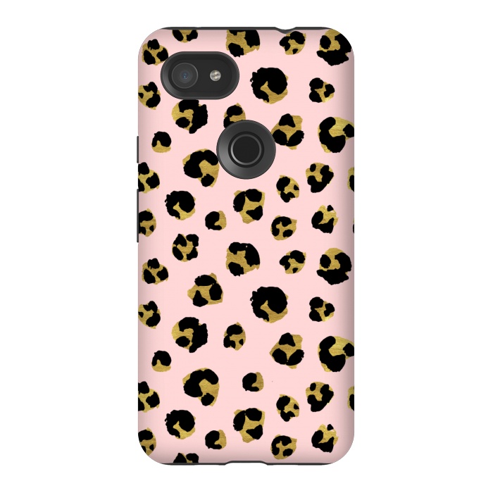 Pixel 3AXL StrongFit Pink and gold leopard by Julia Badeeva