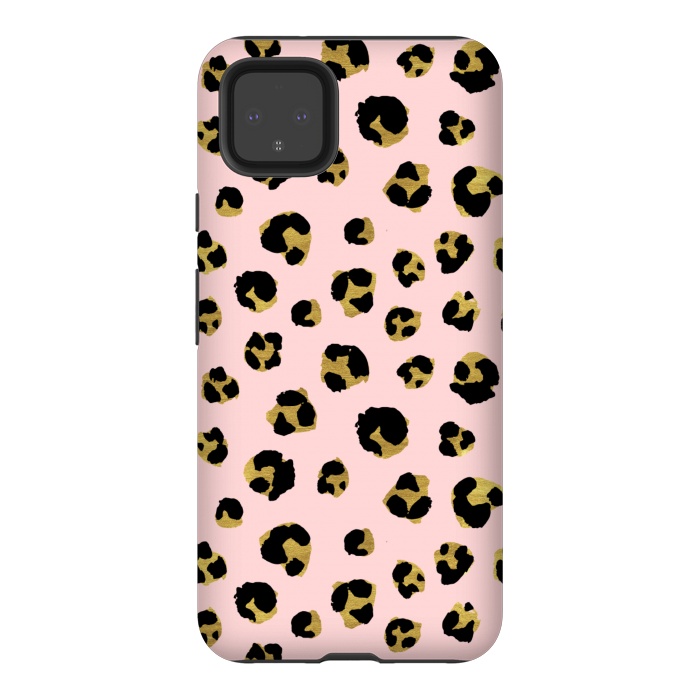 Pixel 4XL StrongFit Pink and gold leopard by Julia Badeeva