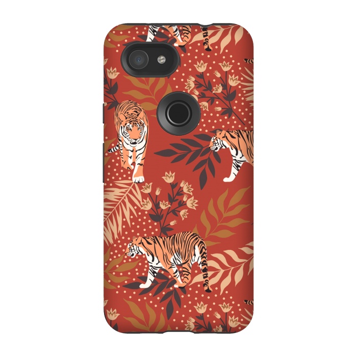 Pixel 3A StrongFit Tigers. Red pattern by Julia Badeeva