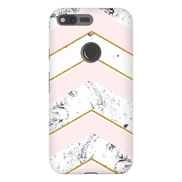 Pixel XL StrongFit Marble. Pink and gold by Julia Badeeva
