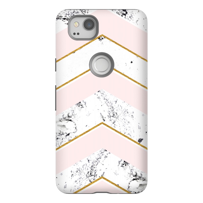 Pixel 2 StrongFit Marble. Pink and gold by Julia Badeeva