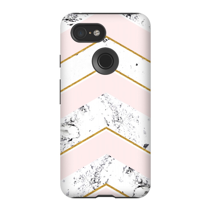 Pixel 3 StrongFit Marble. Pink and gold by Julia Badeeva