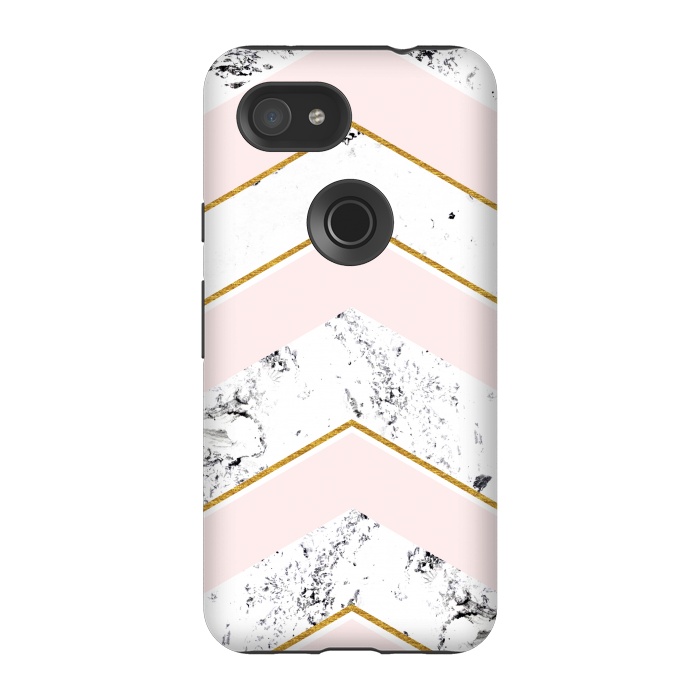 Pixel 3A StrongFit Marble. Pink and gold by Julia Badeeva