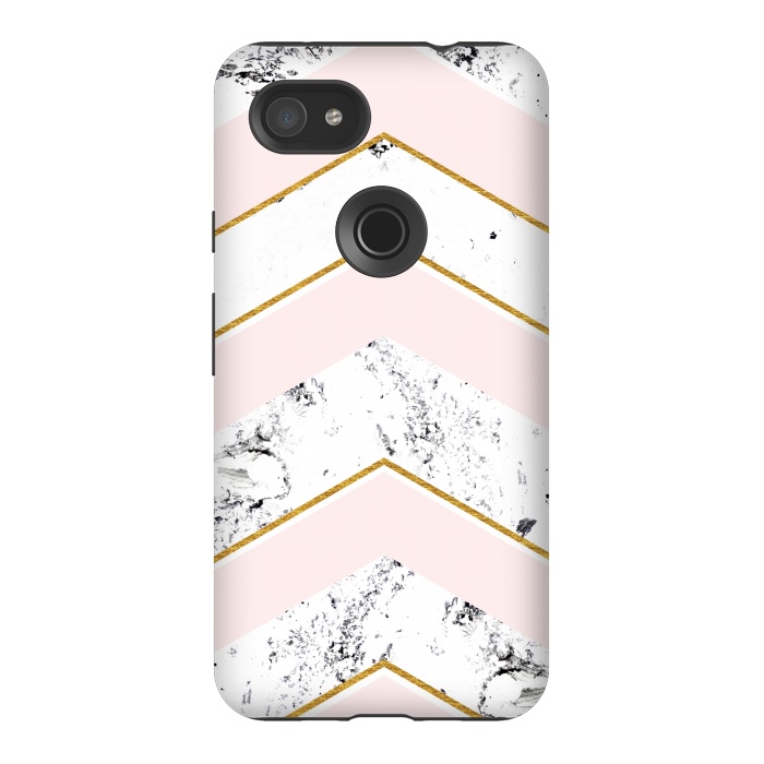 Pixel 3AXL StrongFit Marble. Pink and gold by Julia Badeeva