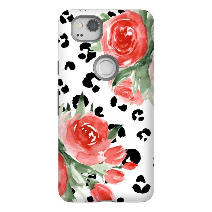Pixel 2 StrongFit Roses and leopard by Julia Badeeva