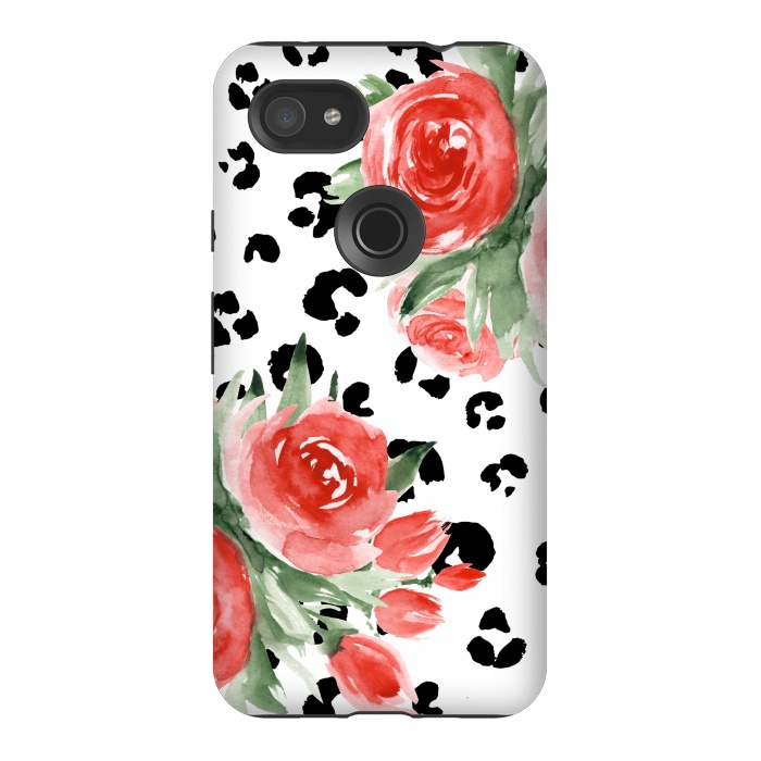 Pixel 3AXL StrongFit Roses and leopard by Julia Badeeva