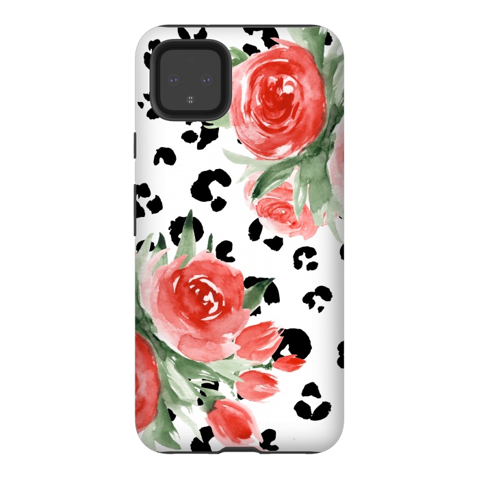 Pixel 4XL StrongFit Roses and leopard by Julia Badeeva