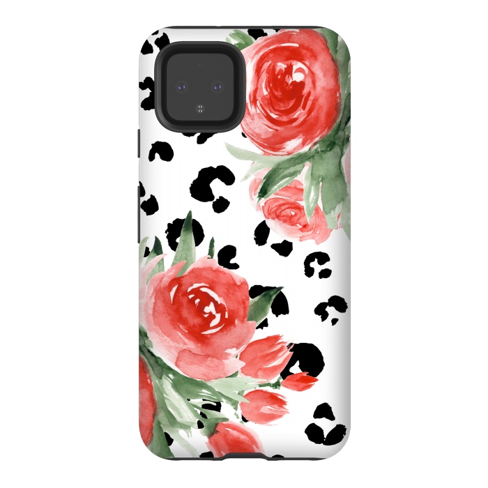 Pixel 4 StrongFit Roses and leopard by Julia Badeeva