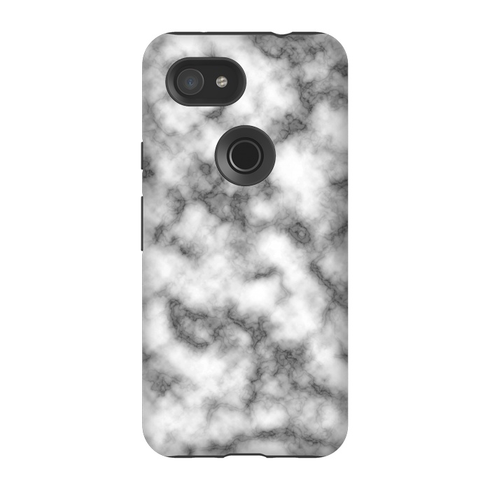 Pixel 3A StrongFit Black and White Marble Texture by Julie Erin Designs