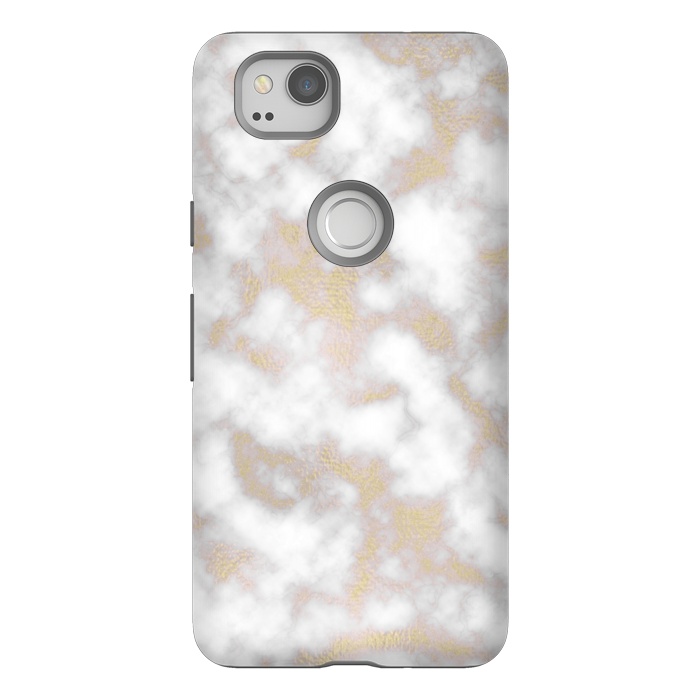 Pixel 2 StrongFit Gold and White Marble Texture by Julie Erin Designs