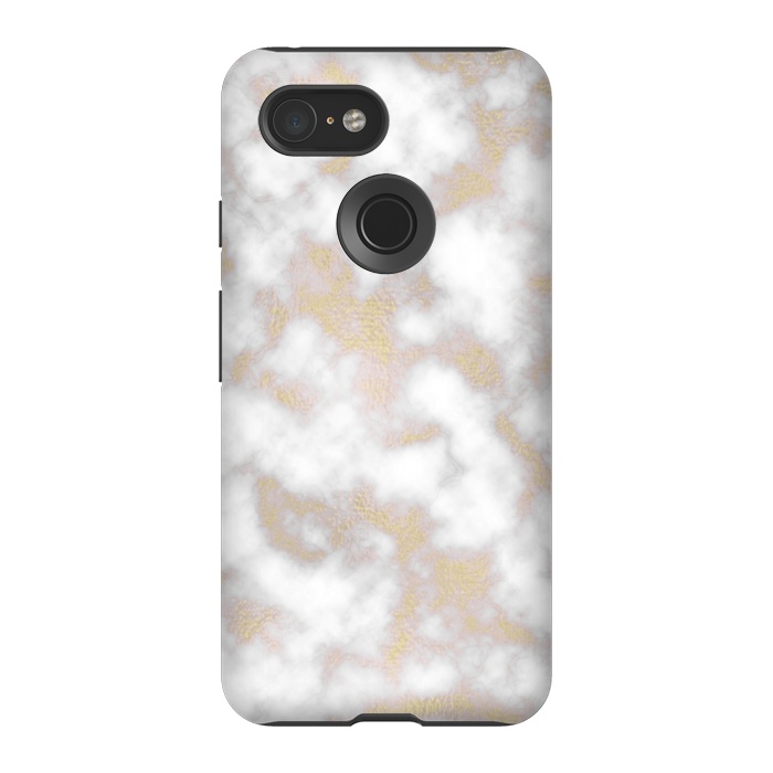 Pixel 3 StrongFit Gold and White Marble Texture by Julie Erin Designs