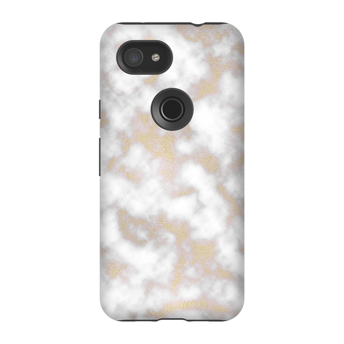 Pixel 3A StrongFit Gold and White Marble Texture by Julie Erin Designs