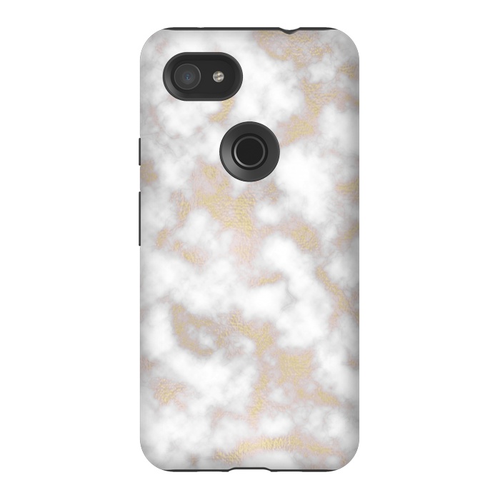 Pixel 3AXL StrongFit Gold and White Marble Texture by Julie Erin Designs