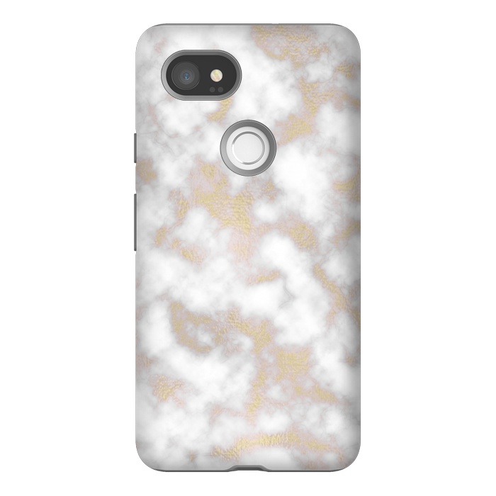 Pixel 2XL StrongFit Gold and White Marble Texture by Julie Erin Designs