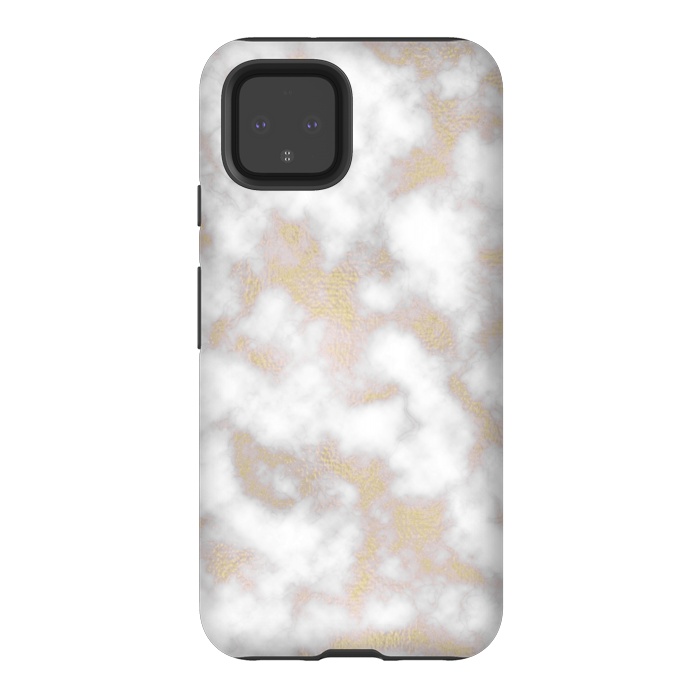 Pixel 4 StrongFit Gold and White Marble Texture by Julie Erin Designs