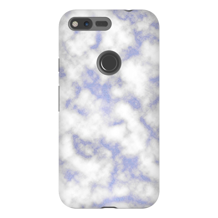 Pixel XL StrongFit Blue and White Marble Texture by Julie Erin Designs