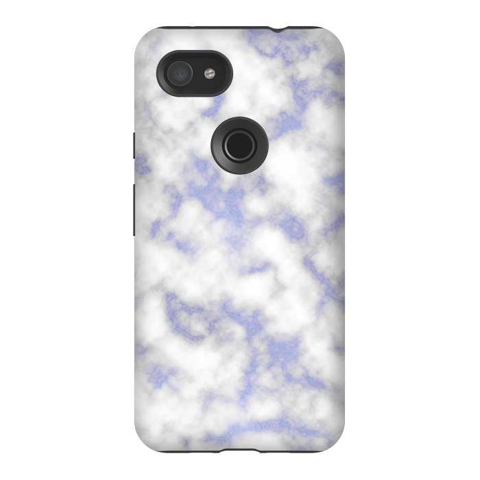 Pixel 3AXL StrongFit Blue and White Marble Texture by Julie Erin Designs