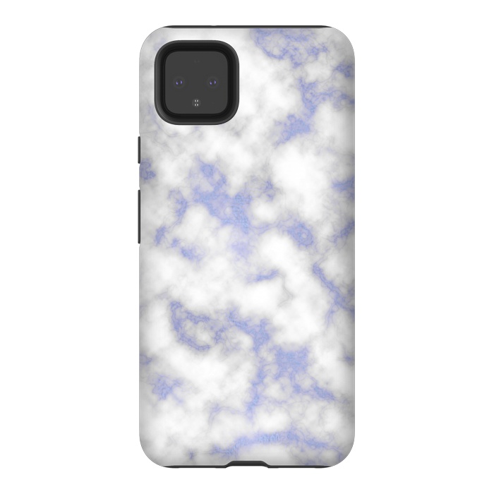Pixel 4XL StrongFit Blue and White Marble Texture by Julie Erin Designs