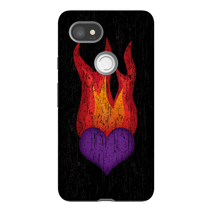 Pixel 2XL StrongFit Heart on Fire by Majoih