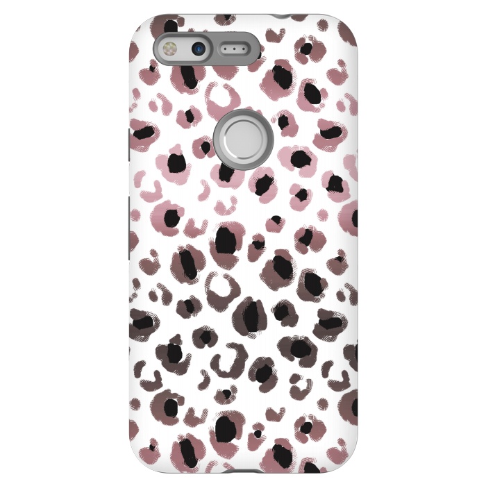 Pixel StrongFit Pink brown leopard print spots by Oana 