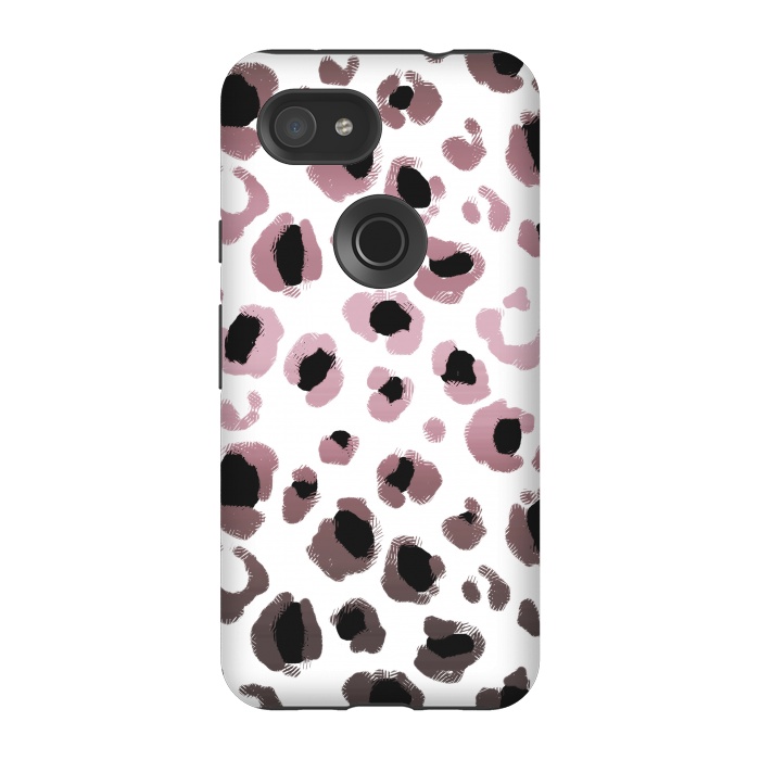 Pixel 3A StrongFit Pink brown leopard print spots by Oana 