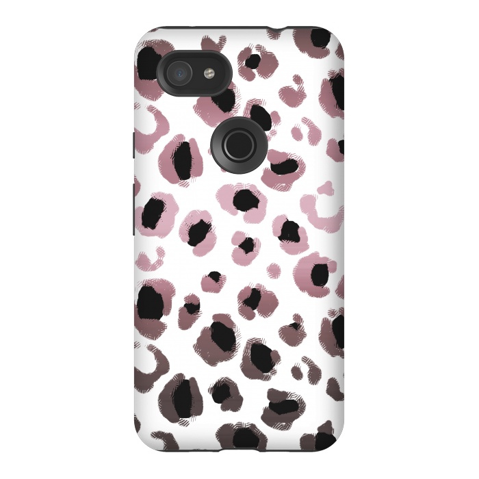 Pixel 3AXL StrongFit Pink brown leopard print spots by Oana 