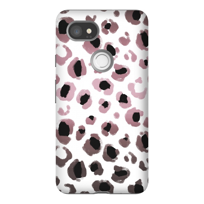 Pixel 2XL StrongFit Pink brown leopard print spots by Oana 