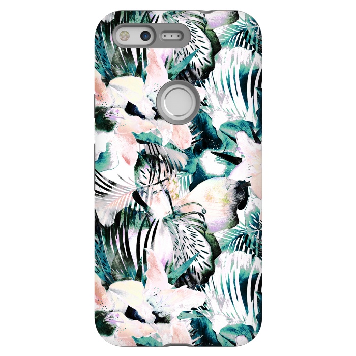 Pixel StrongFit Tropical flowers and palm leaves by Oana 