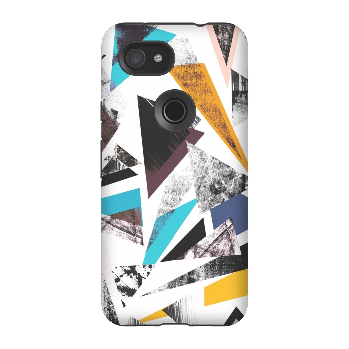 Pixel 3A StrongFit Colorful textured triangles by Oana 