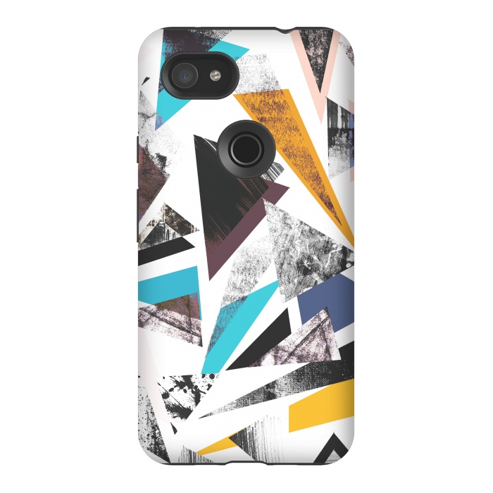 Pixel 3AXL StrongFit Colorful textured triangles by Oana 