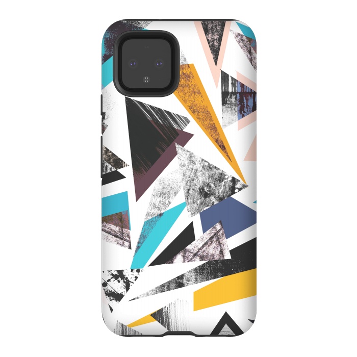 Pixel 4 StrongFit Colorful textured triangles by Oana 