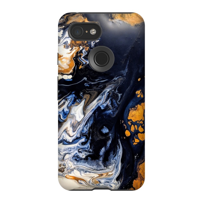 Pixel 3 StrongFit Black and golden abstract painting  by Winston