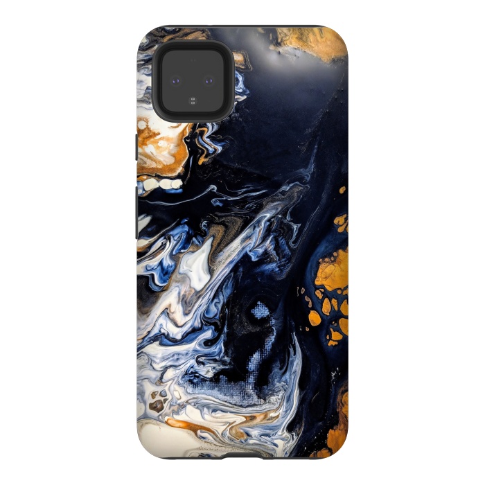 Pixel 4XL StrongFit Black and golden abstract painting  by Winston