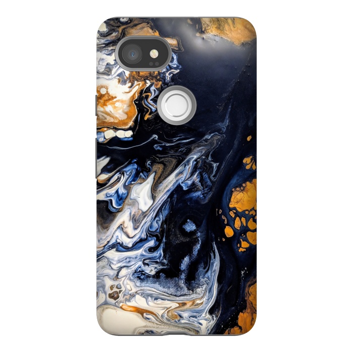 Pixel 2XL StrongFit Black and golden abstract painting  by Winston