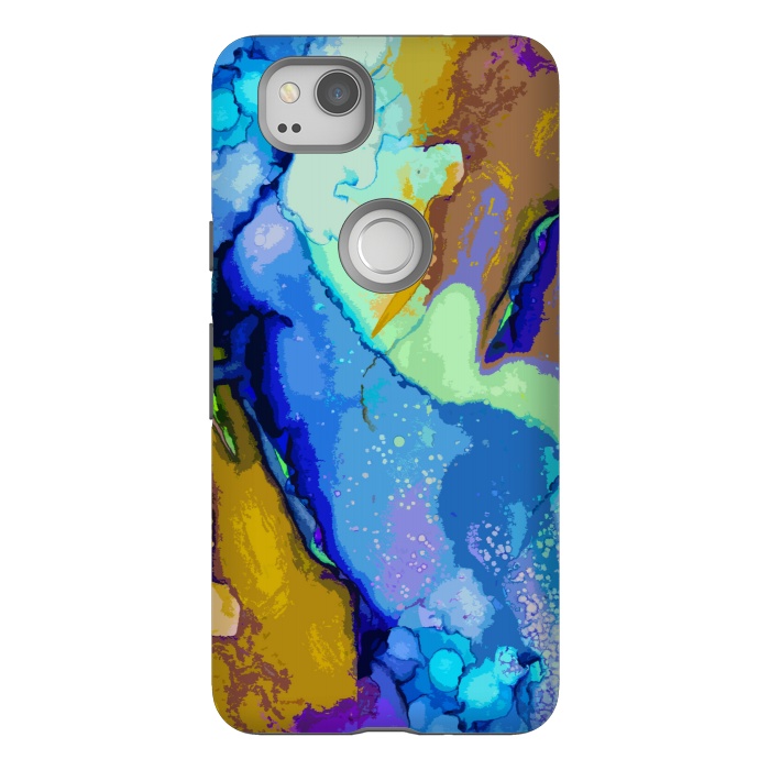 Pixel 2 StrongFit Blue beachy abstract art by Josie