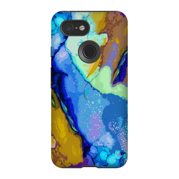 Pixel 3 StrongFit Blue beachy abstract art by Josie