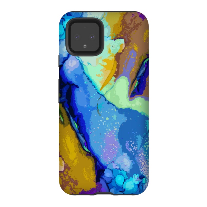 Pixel 4 StrongFit Blue beachy abstract art by Josie