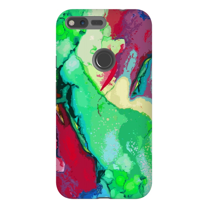 Pixel XL StrongFit Green and maroon abstract artwork by Josie