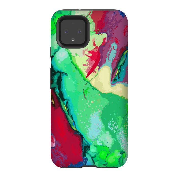Pixel 4 StrongFit Green and maroon abstract artwork by Josie