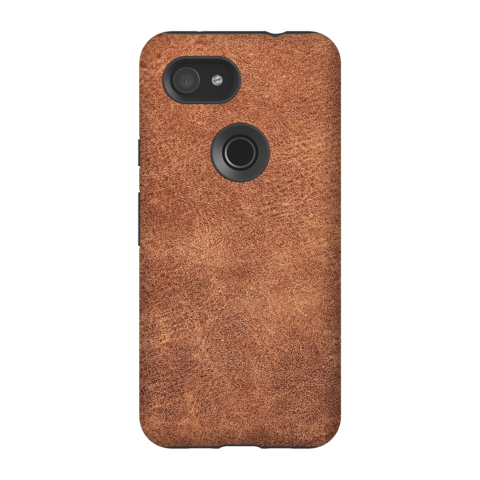 Pixel 3A StrongFit Brown leather texture  by Winston