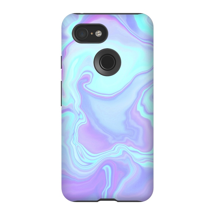 Pixel 3 StrongFit turquoise and purple marble art by Jms