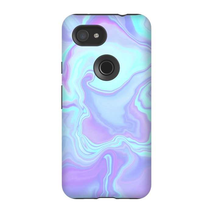 Pixel 3A StrongFit turquoise and purple marble art by Jms
