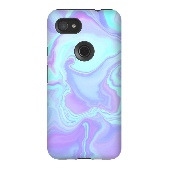 Pixel 3AXL StrongFit turquoise and purple marble art by Jms