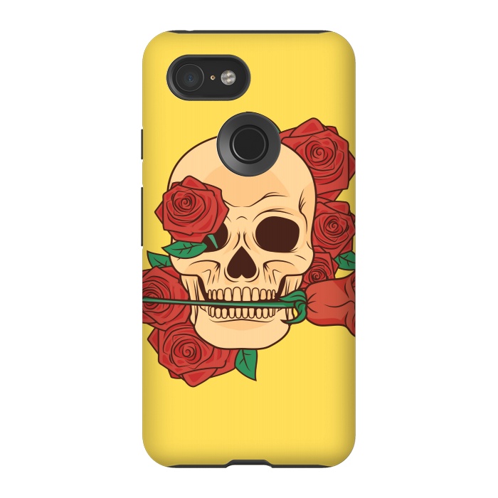 Pixel 3 StrongFit RED ROSE SKULL BABY by MALLIKA