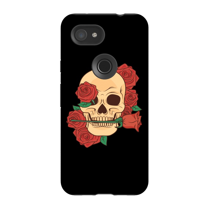 Pixel 3A StrongFit RED ROSE SKULL BABY by MALLIKA