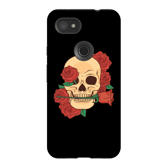 Pixel 3AXL StrongFit RED ROSE SKULL BABY by MALLIKA
