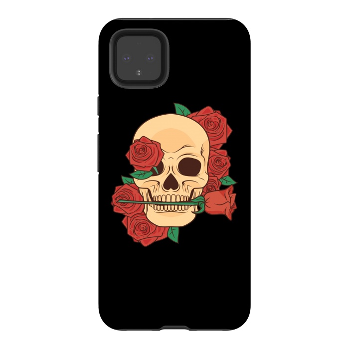 Pixel 4XL StrongFit RED ROSE SKULL BABY by MALLIKA
