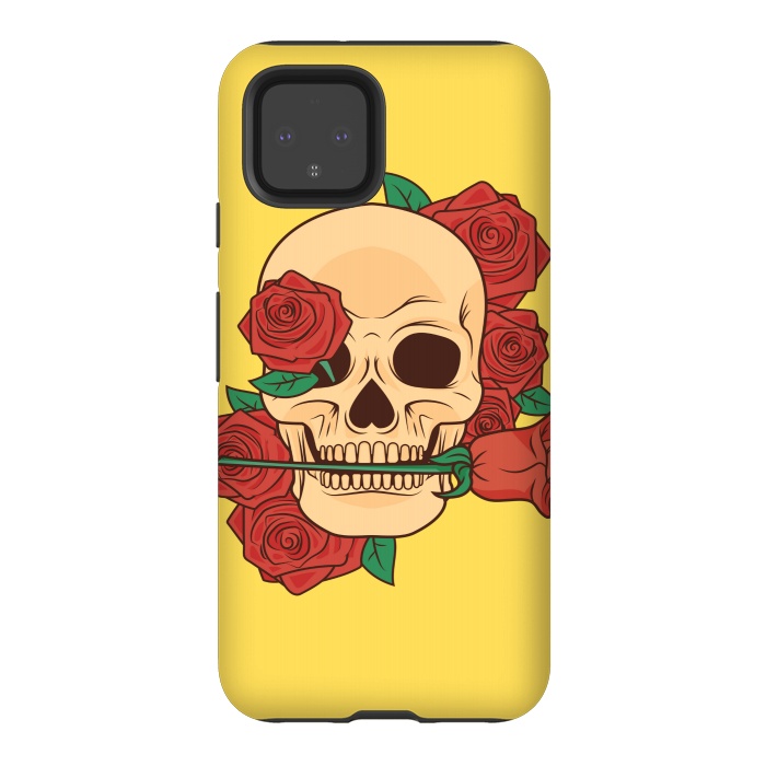 Pixel 4 StrongFit RED ROSE SKULL BABY by MALLIKA