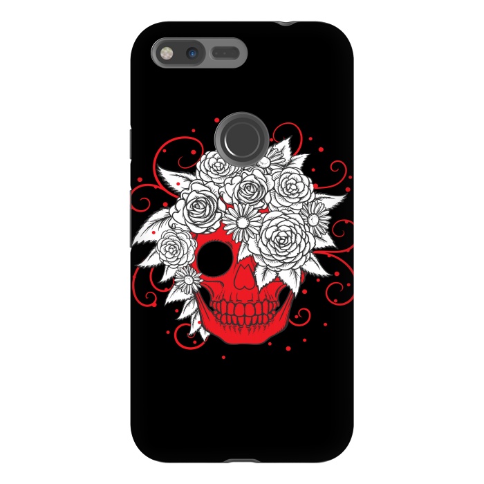 Pixel XL StrongFit floral red skull smiling by MALLIKA
